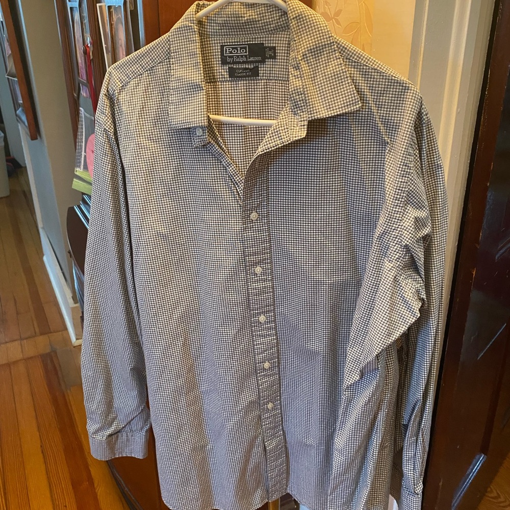 Ralph Lauren Men’s blk/white mini Check Button-Down shirt  long sleeves
